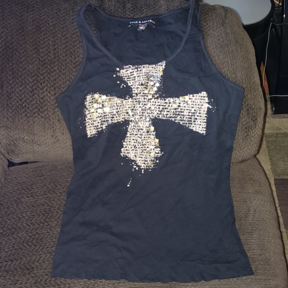 Rock & Republic Tank Top - | M |  Black & Cream